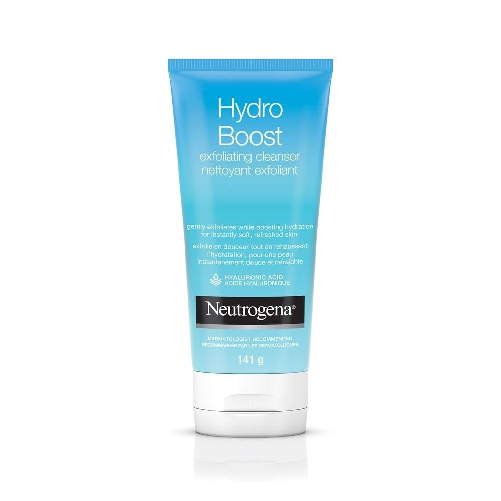 Neutrogena Hydro Boost Gentle Exfoliating Daily Facial Cleanser with Hyaluronic Acid, Clinically Proven to Increase Skin's Hydration Level, Non-Comedogenic Oil-, Soap- & Paraben-Free, 5 Oz, 3 Pack