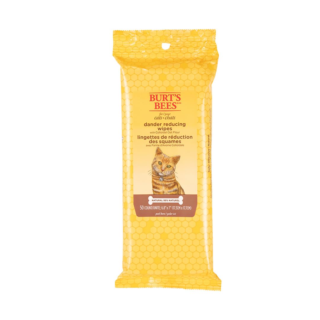 Burt's Bees for Pets Kitten Wipes with Buttermilk, 98% Natural Origin Formulas, Cat Wipes, Cat Grooming Supplies, Cat Cleaning Wipes, Waterless Cat Grooming, 50ct