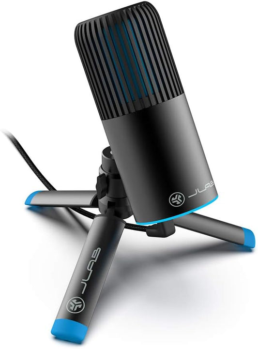 JLab Talk Go USB Microphone, USB-C Output, Cardioid or Omnidirectional, 96k Sample Rate, 20Hz, 20kHz Frequency Response, Volume Control and Quick Mute, Plug and Play
