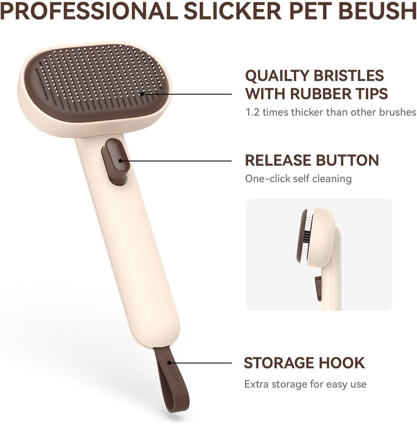 aumuca Cat Brush for Shedding, Cat Brushes for Indoor Cats, Horses Grooming Deshedding Brush for Dog Kitten Horse Massage Removes Loose Fur, Brown