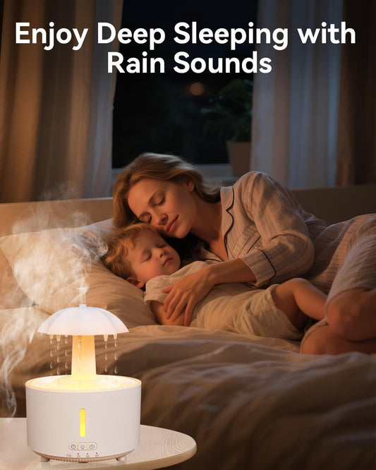 Missfly Aromatherapy Diffuser,Clouds and Cool Mist Humidifier,360° Rotatable,Super Quiet, Easy to Fill & Clean, Auto Shut-Off,300ml Humidifiers for Bedroom Home and Office (White)