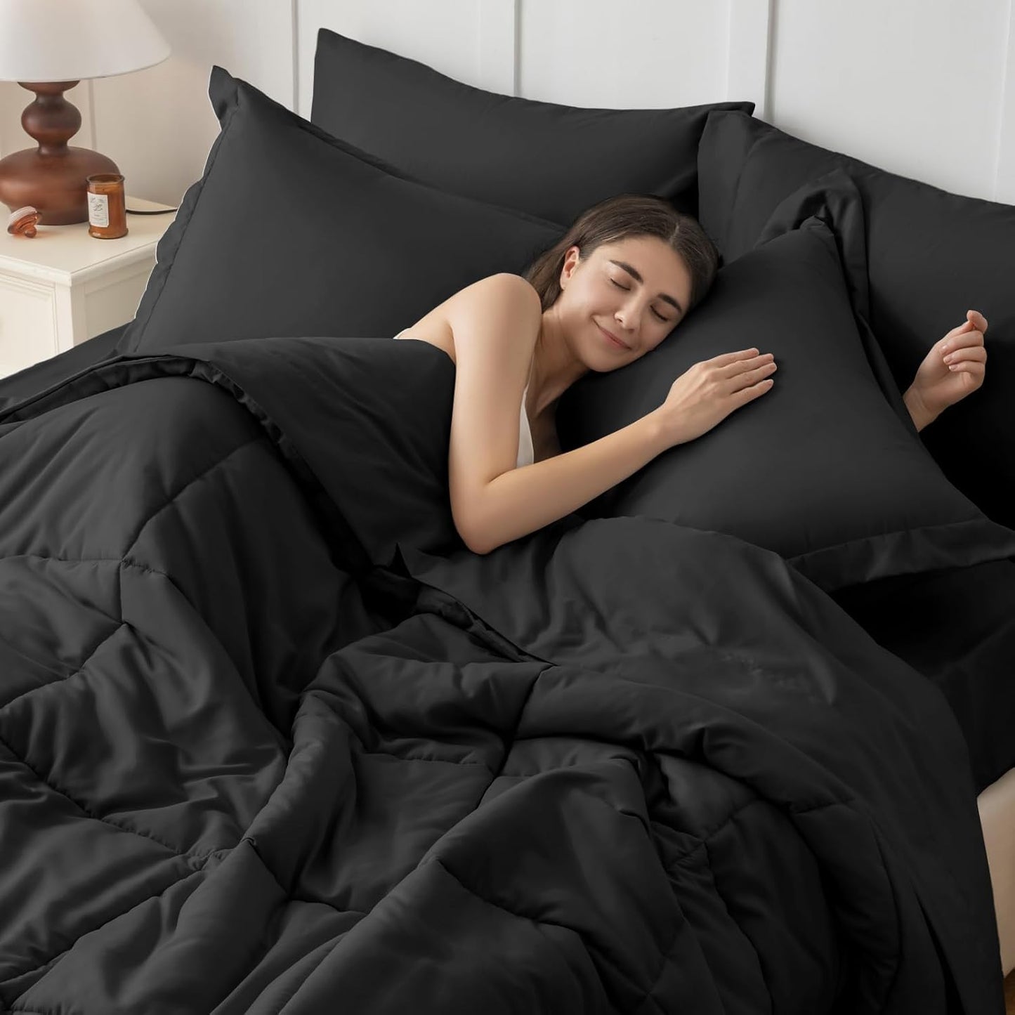 JOLLYVOGUE Queen Comforter Set, 7-Piece Bed in a Bag Queen, Ultra-Soft Comforters Queen Size, Queen Size Comforter Sets, Goose Down Alternative, Oeko-TEX Certified, Sheets & Pillowcases
