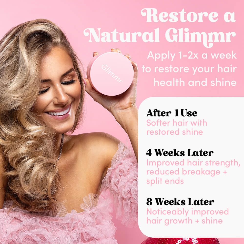 Glimmr 10-Minute Hair Mask for Damaged Hair – Deep Conditioner with Bonding Protein, Castor Oil & Superfood Extracts – Restores Shine, Reduces Breakage, Softens, Strengthens & Adds Fullness
