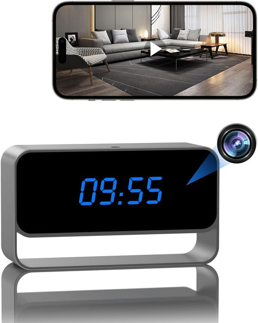 Clock Camera - Full HD 1080P WiFi Camera - Mini Wireless Nanny Cam with Night Vision - Indoor Home Security Surveillance