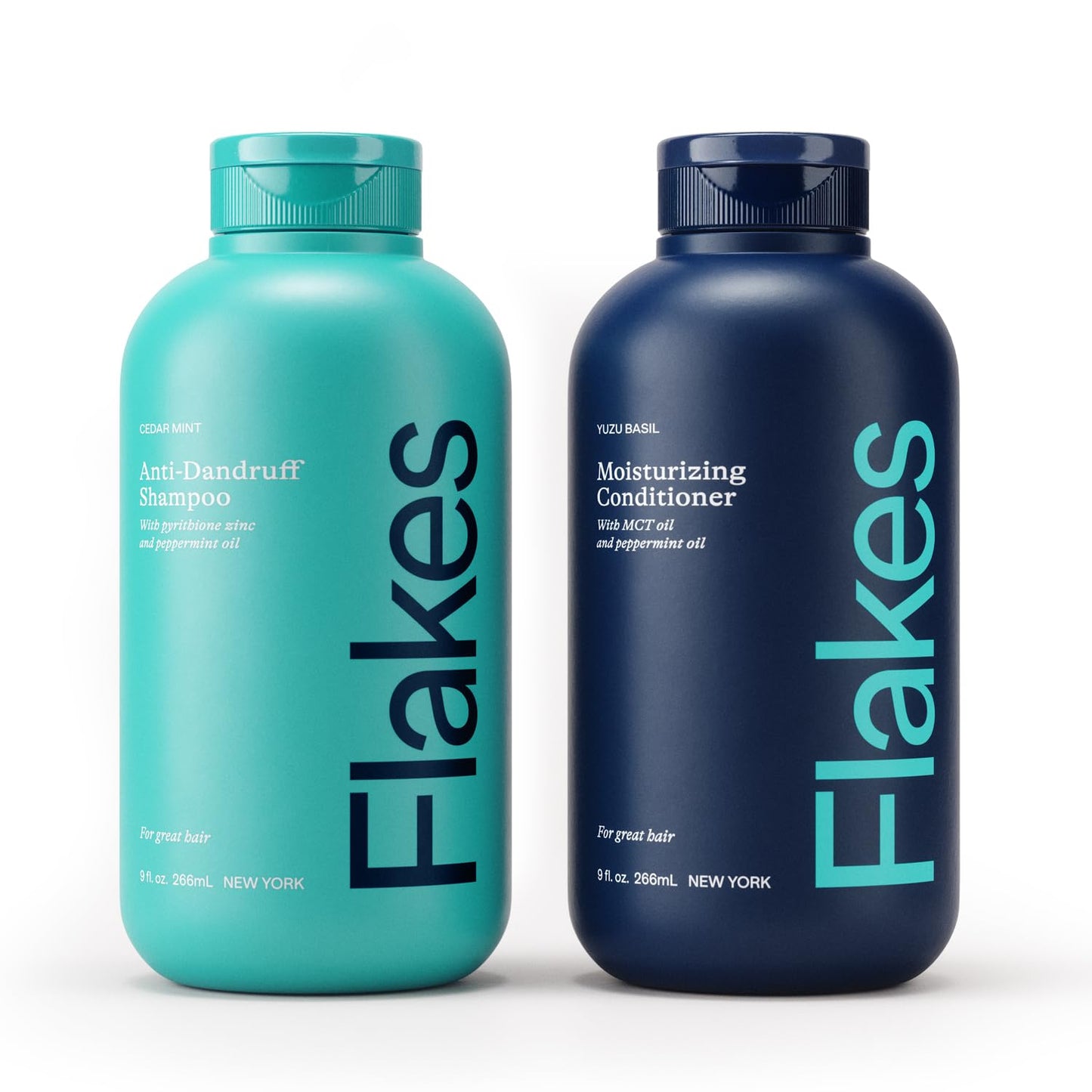 Flakes Anti Dandruff Shampoo and Conditioner Set for Men with Scalp Massager | Dry, Flaky, & Itchy Scalp Shampoo | Sulfate and Paraben Free | Hydrating Shampoo & Moisturizing Conditioner | 9 fl oz