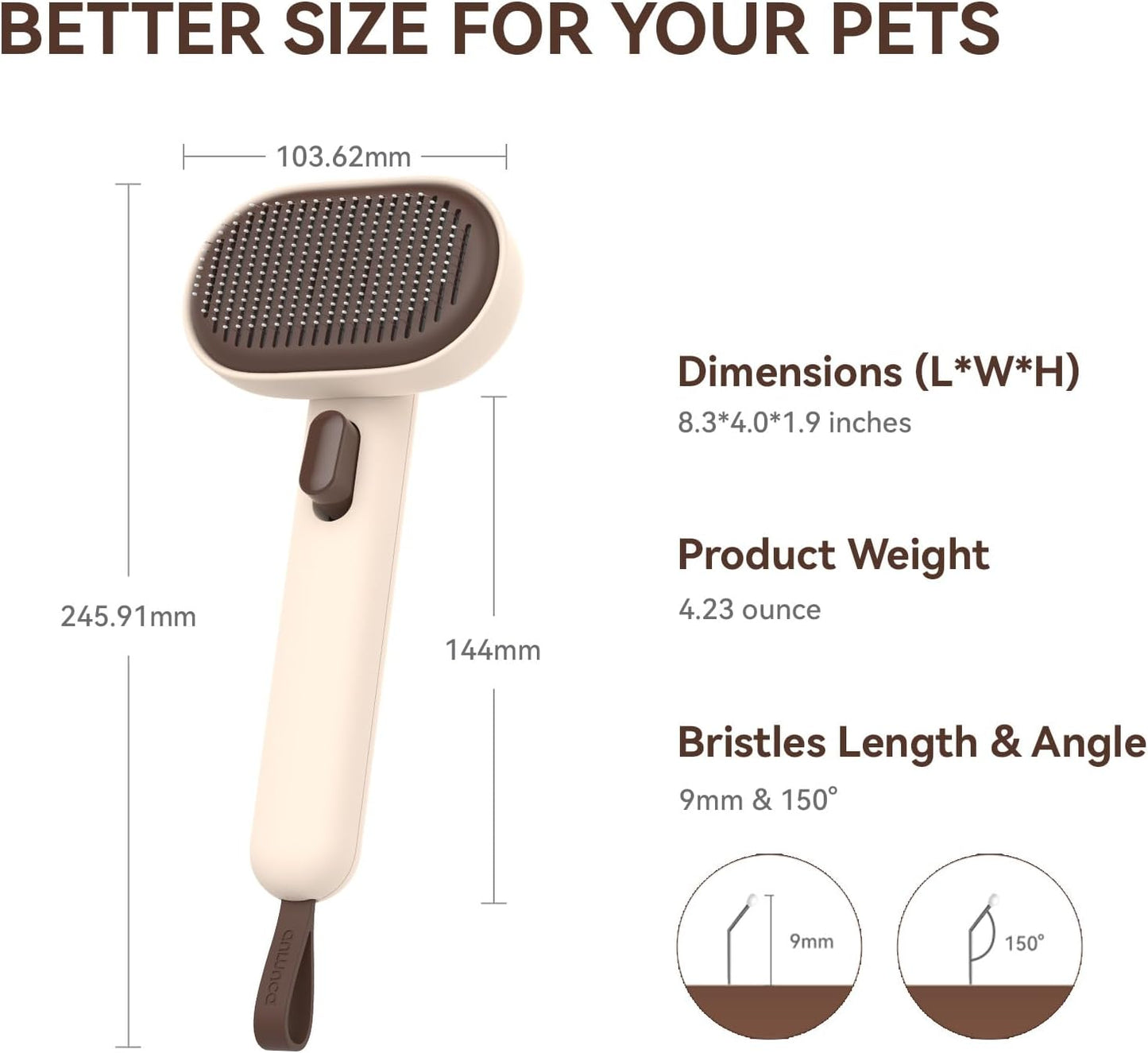 aumuca Cat Brush for Shedding, Cat Brushes for Indoor Cats, Horses Grooming Deshedding Brush for Dog Kitten Horse Massage Removes Loose Fur, Brown