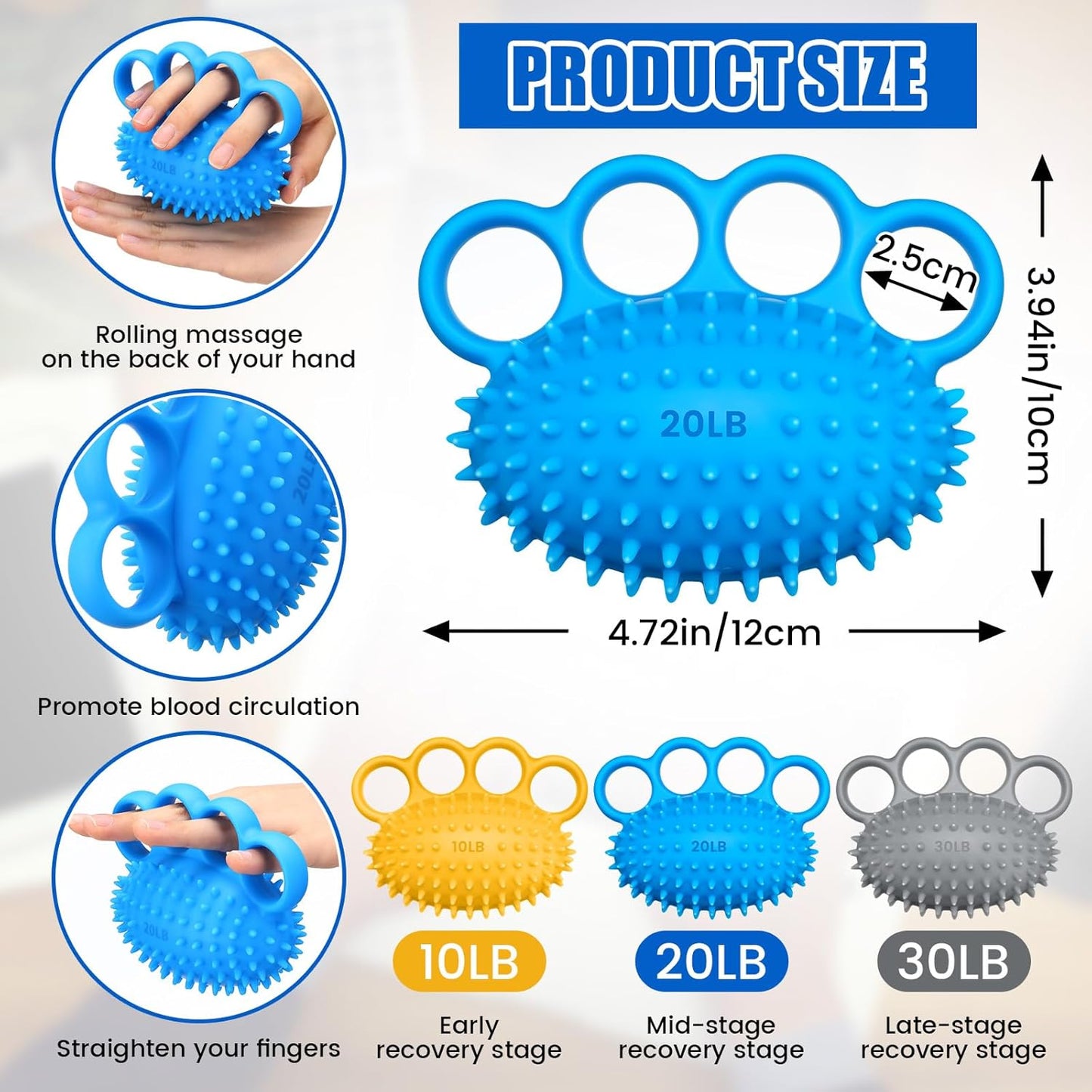 3 Pack Hand Exercise Balls Finger Strengthener Therapy Hand Balls Grip Strength Trainer Squeeze Stress Relief Balls for Adults Elderly Stroke Arthritis Carpal Tunnel