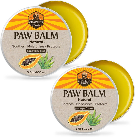 2 Pack Paw Balm for Dog and Cat Pad Balm Nose Cat Butter Moisturizer Wax for Dog Pet Puppy Protect Dry Cracked Paw Foot Heals Restores Paw Elbows with 100% Natural Oil Aloe & Papaya 3.5 Oz