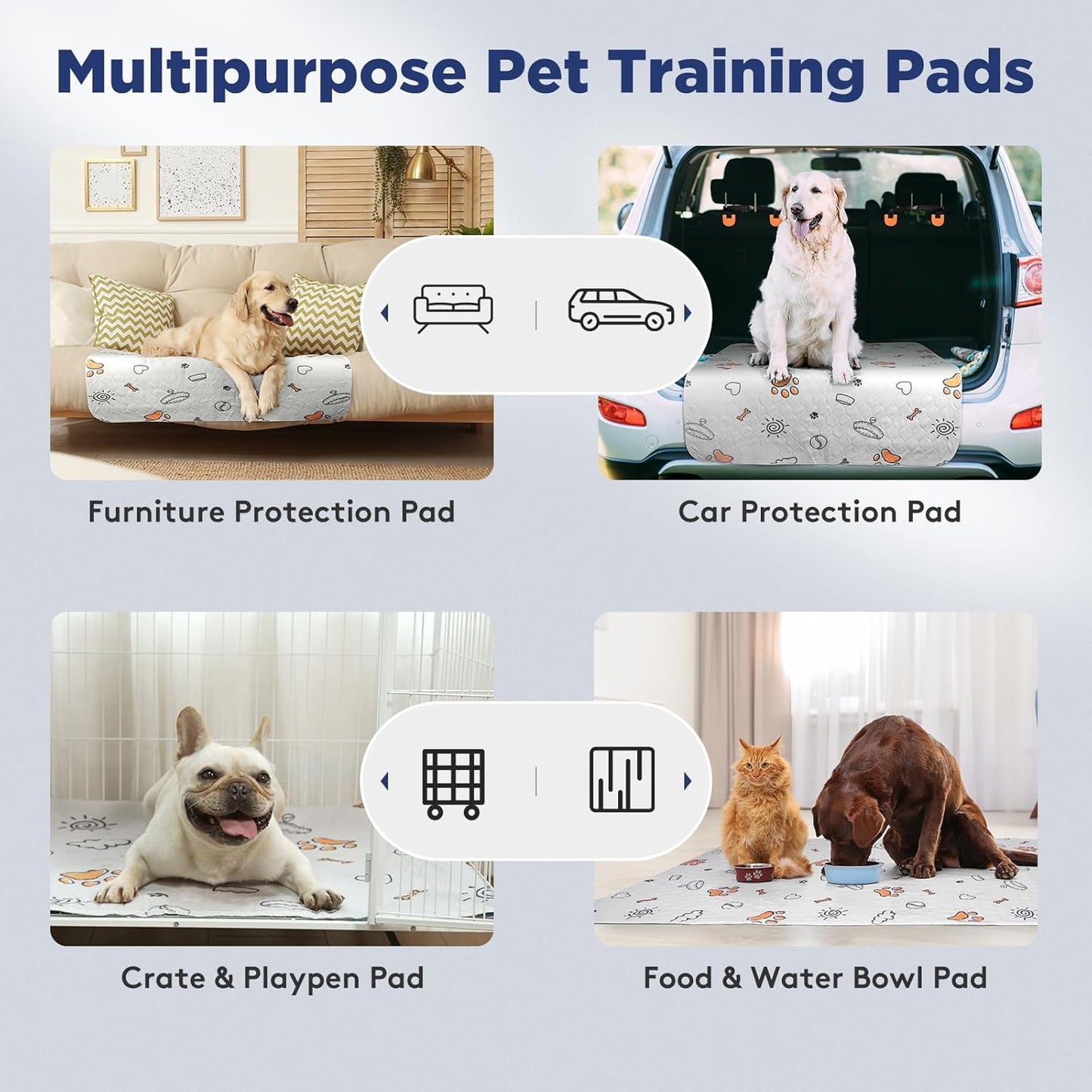Washable Pee Pads for Dogs, 2 Pack Large 36"x41" Super Absorbent Reusable Dog Training Pads, 100% Waterproof Non-Slip Puppy Pads Whelping Dog Playpen Indoor Dog Pads Mat Pet Supplies