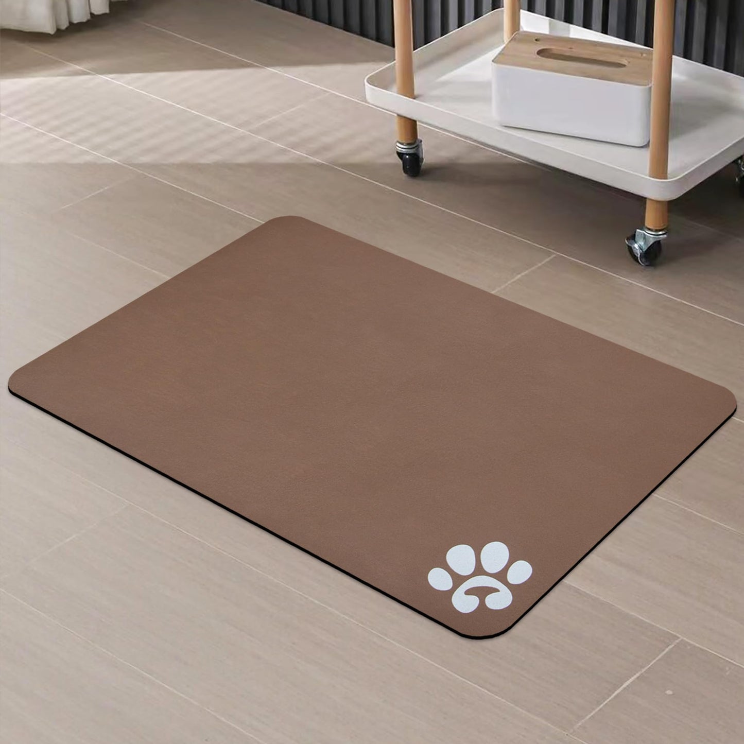 YCT Cat Pet Food Mat, Cat Feeding Mat, Non-Slip Bottom Absorbent Pet Mat, Quick Dry Dog Cat & Dog Food Mat, Pet Supplies Mat, 11.8"x18.1" Beige