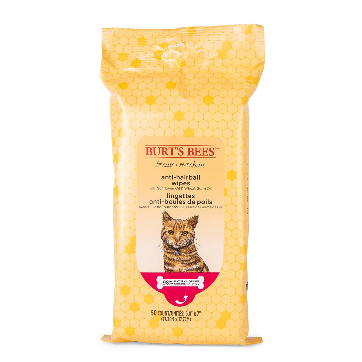 Burt's Bees for Pets Kitten Wipes with Buttermilk, 98% Natural Origin Formulas, Cat Wipes, Cat Grooming Supplies, Cat Cleaning Wipes, Waterless Cat Grooming, 50ct