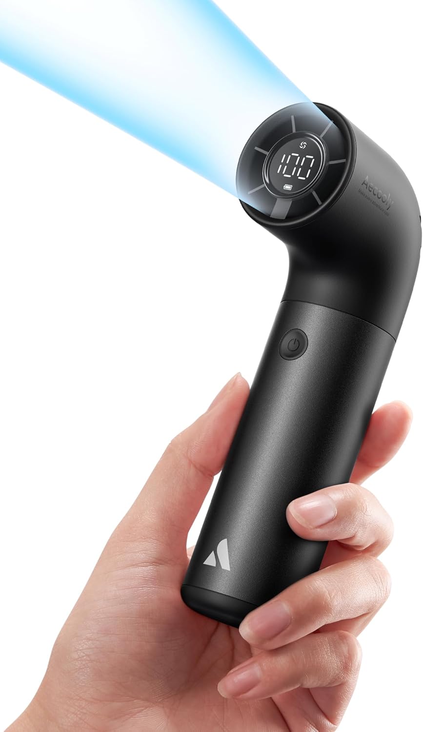 Aecooly Portable Handheld Fan, Powerful Turbo Mini Fan, 19000 RPM High Speed Aero Pro, 15H Max Cooling Time, 6 Speeds Aluminum Case, Pocket Rechargeable Personal Small Travel GIfts for Women-Black