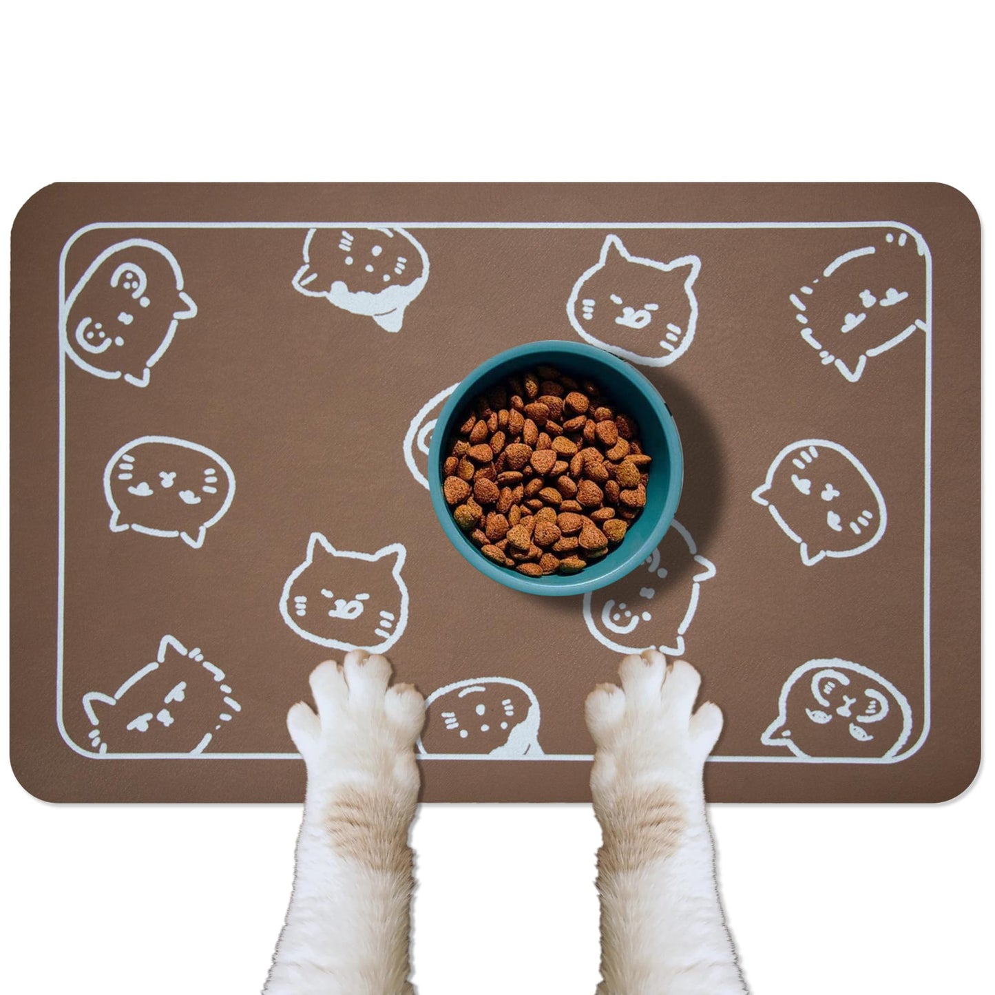 YCT Cat Pet Food Mat, Cat Feeding Mat, Non-Slip Bottom Absorbent Pet Mat, Quick Dry Dog Cat & Dog Food Mat, Pet Supplies Mat, 11.8"x18.1" Beige