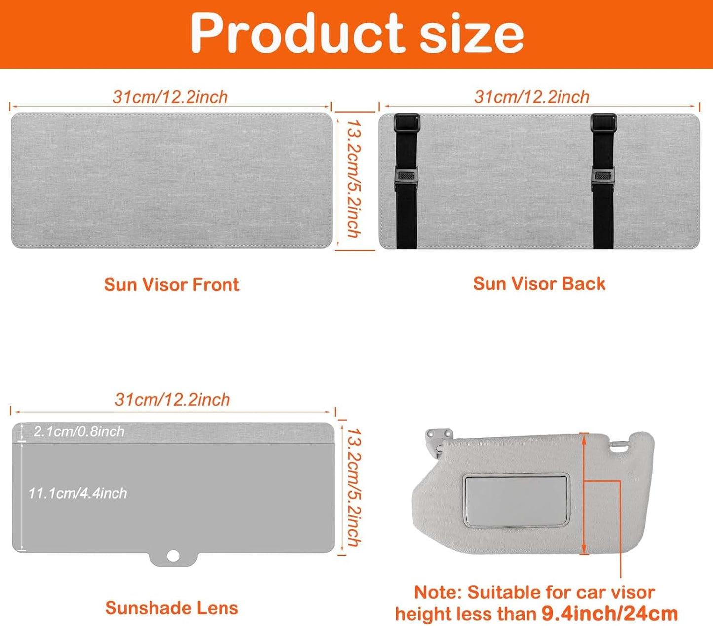 Polarized Car Sun Visor Extender, Upgraded Polarized Car Visor Extender Sun Blocker UV400, Universal Visor Extension for Sun Blocker, Adjustable Sun Visor, Glare, UV Protector