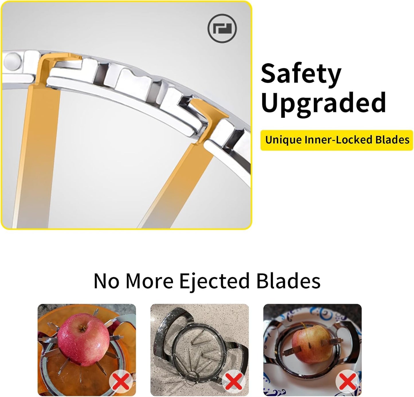 Apple Slicer Upgraded Version 12-Blade Extra Large Apples Corer, Stainless Steel Ultra-Sharp Fruit Cutter, Pitter, Divider for Up to 4 Inches (Update)