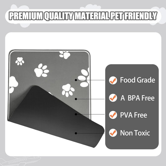 JUCFHY Pet Feeding Mat Absorbent Dog Food Mats No Stains Waterproof Dogs Matt for Food and Water, Easy Clean Dog's Bowl Matts Puppy Supplies Dogs' Accessories & Products, Dark Grey, 19''×12''