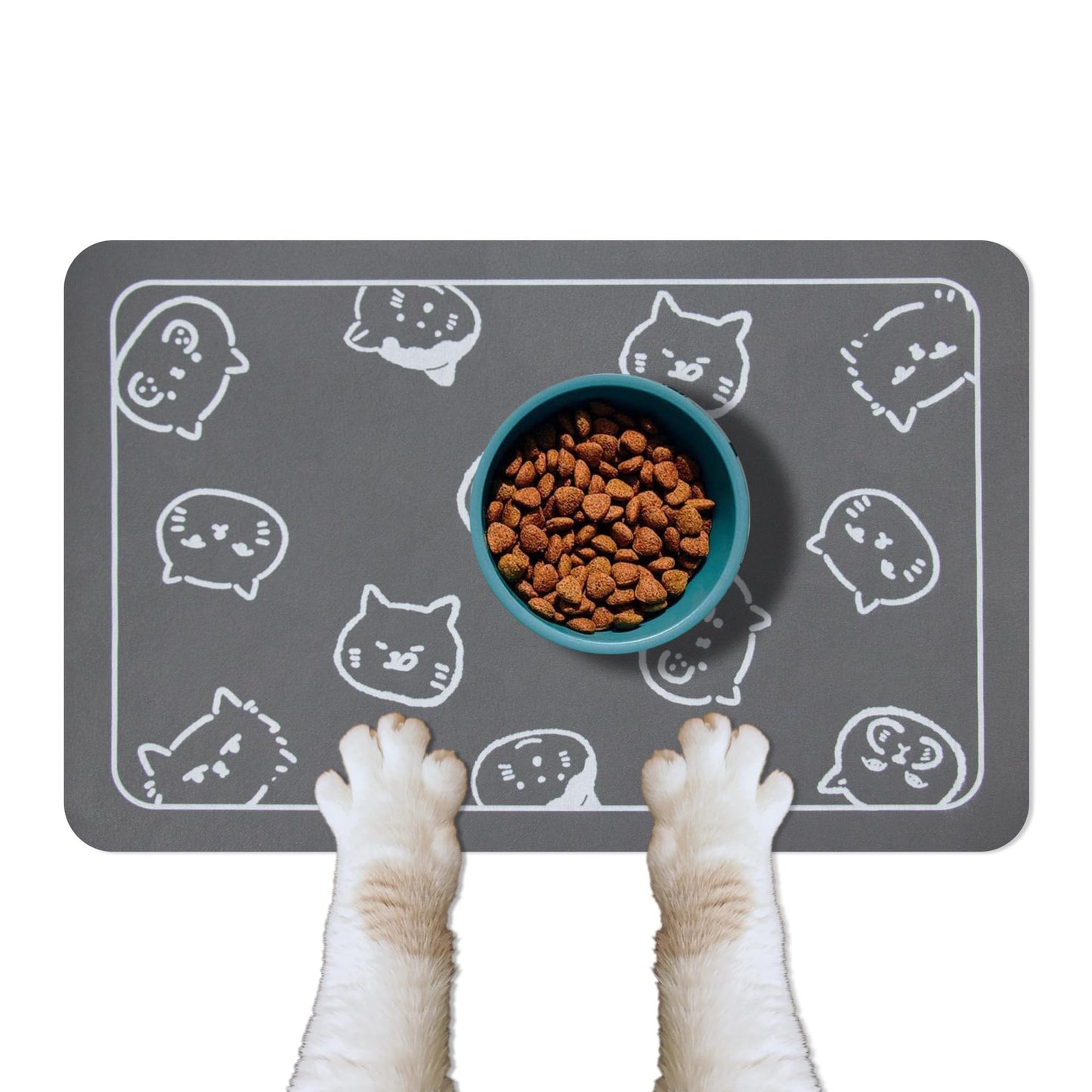 YCT Cat Pet Food Mat, Cat Feeding Mat, Non-Slip Bottom Absorbent Pet Mat, Quick Dry Dog Cat & Dog Food Mat, Pet Supplies Mat, 11.8"x18.1" Beige