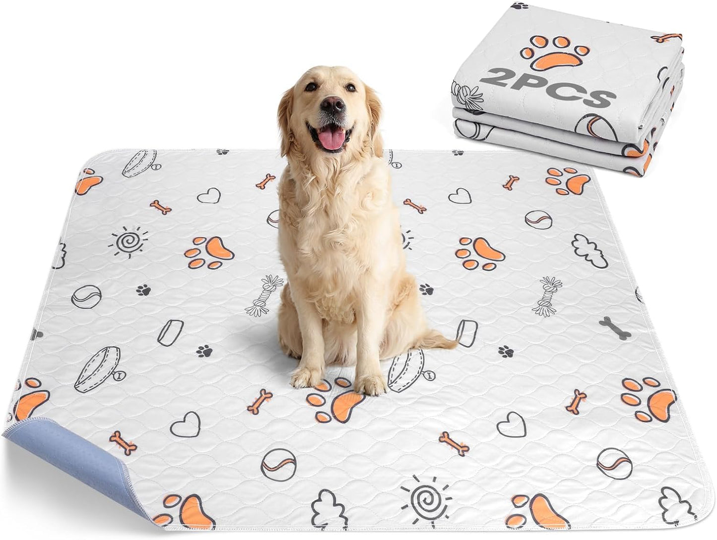 Washable Pee Pads for Dogs, 2 Pack Large 36"x41" Super Absorbent Reusable Dog Training Pads, 100% Waterproof Non-Slip Puppy Pads Whelping Dog Playpen Indoor Dog Pads Mat Pet Supplies