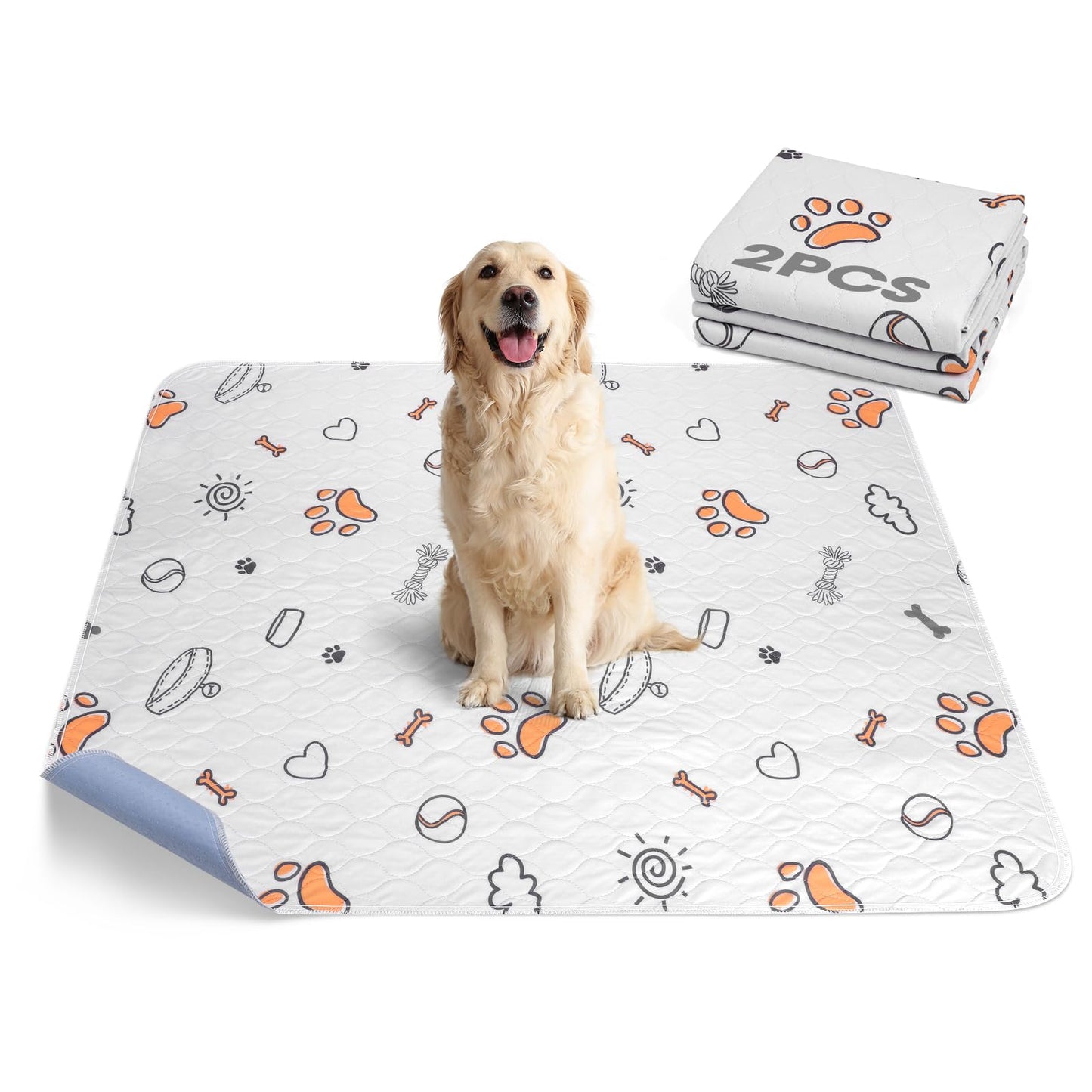 Washable Pee Pads for Dogs, 2 Pack Large 36"x41" Super Absorbent Reusable Dog Training Pads, 100% Waterproof Non-Slip Puppy Pads Whelping Dog Playpen Indoor Dog Pads Mat Pet Supplies