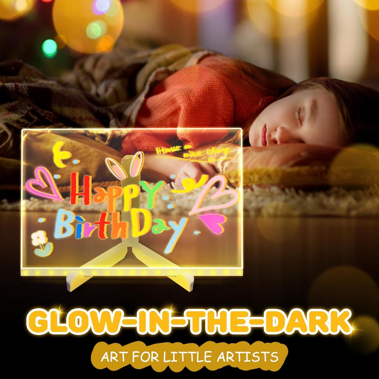 LED Note Board with 7 Colors, Light up Acrylic Message Board, Night Light outwards Writing Drawing Dry Erase Board, Personalized Note Board with Colors Large and 7 Pens for Kids (11.81 * 7.87inches)