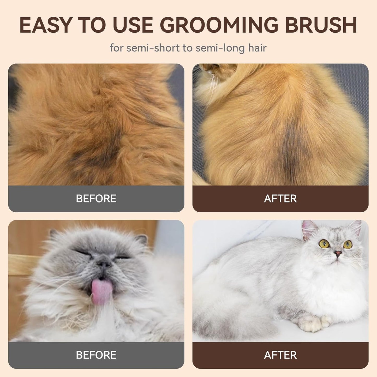 aumuca Cat Brush for Shedding, Cat Brushes for Indoor Cats, Horses Grooming Deshedding Brush for Dog Kitten Horse Massage Removes Loose Fur, Brown