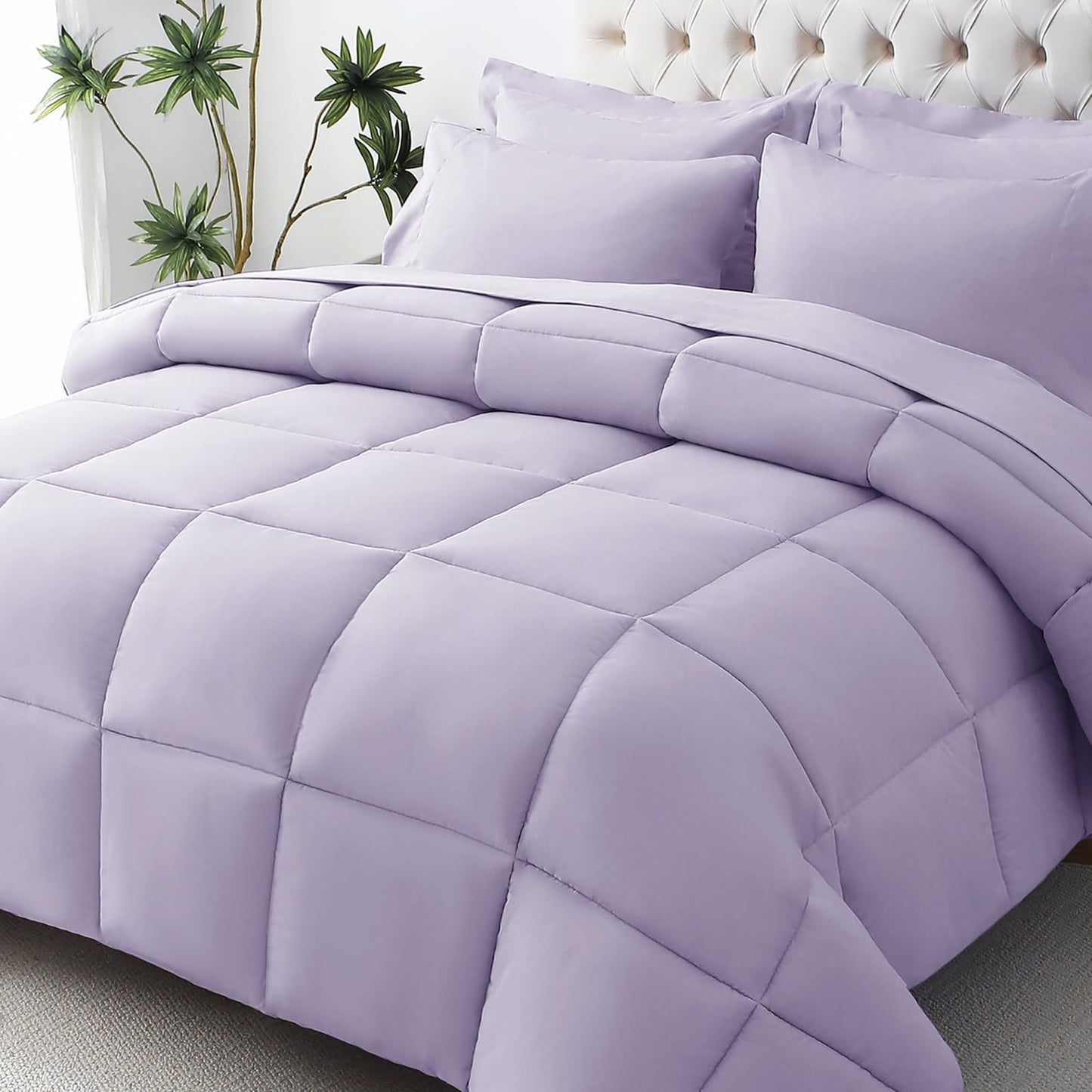 JOLLYVOGUE Queen Comforter Set, 7-Piece Bed in a Bag Queen, Ultra-Soft Comforters Queen Size, Queen Size Comforter Sets, Goose Down Alternative, Oeko-TEX Certified, Sheets & Pillowcases