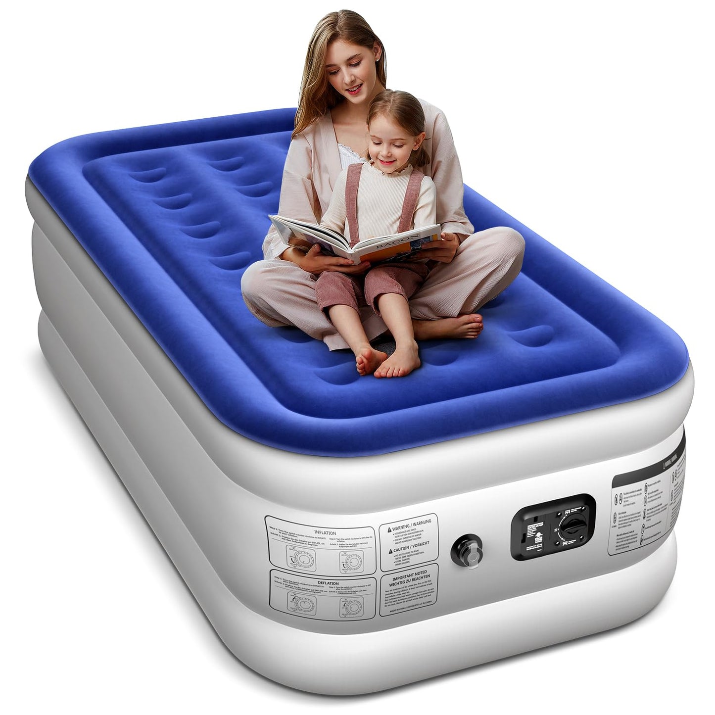 Queen Air Mattress with Built in Pump 16" Raised Blow Up Mattress Queen Size Comfort Air Bed, 3 Mins Fast Colchones Inflables Bed, Luxurious for Home/Guests,660 lbs Max