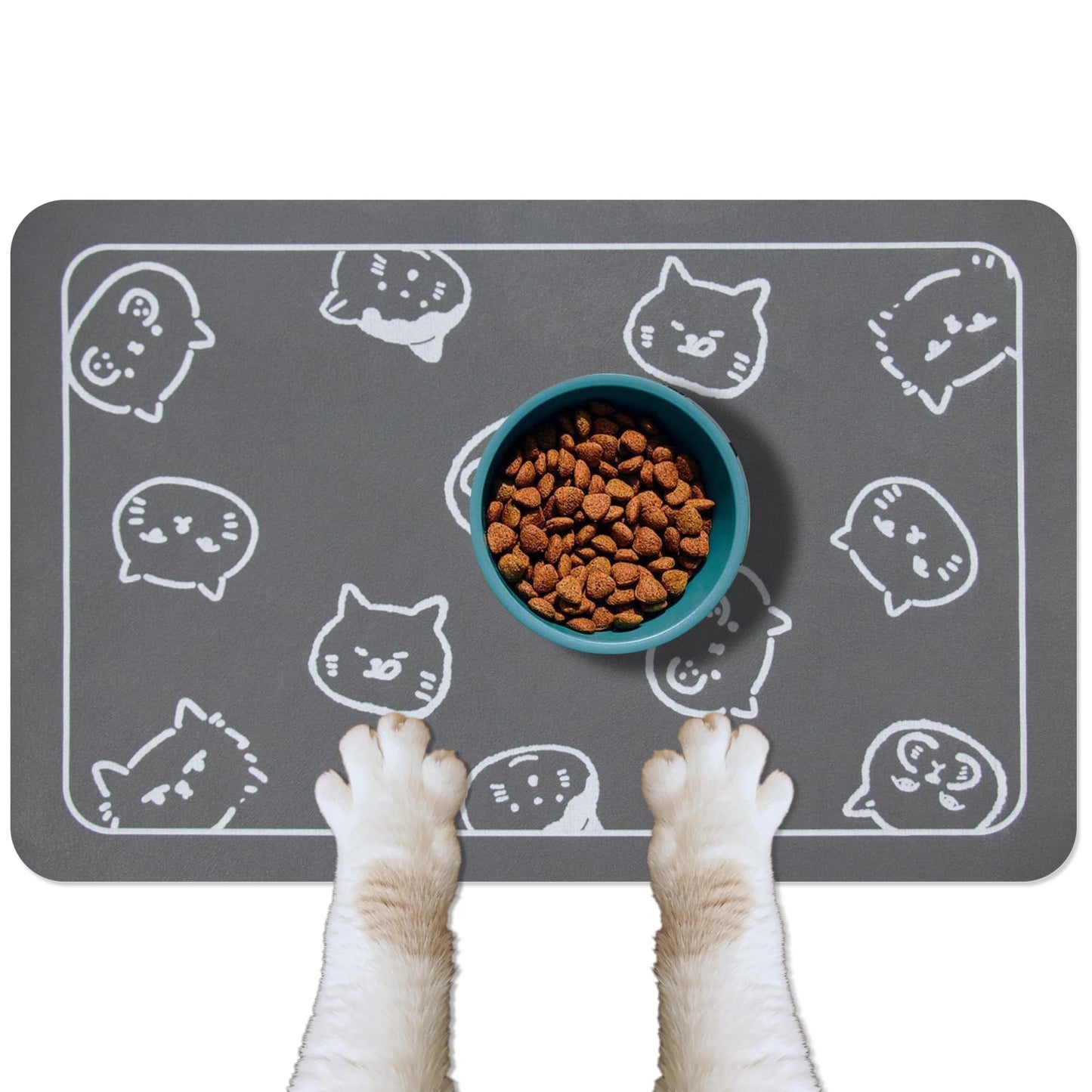 YCT Cat Pet Food Mat, Cat Feeding Mat, Non-Slip Bottom Absorbent Pet Mat, Quick Dry Dog Cat & Dog Food Mat, Pet Supplies Mat, 11.8"x18.1" Beige
