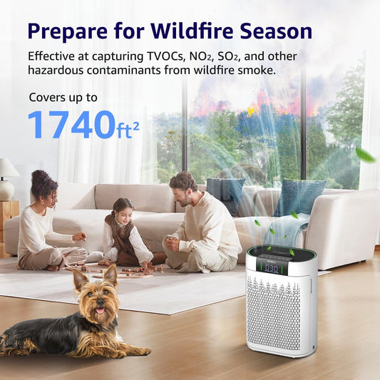 Air Purifiers for Home Large Room Bedroom up to 1740 Ft², Hepa Air Purifier with Air Quality Monitor, Smart WiFi, TRUE HEPA, Sleep Mode, Air Cleaner for Pets, Dust, Odor, Smoke, Pollen, AP2000WF