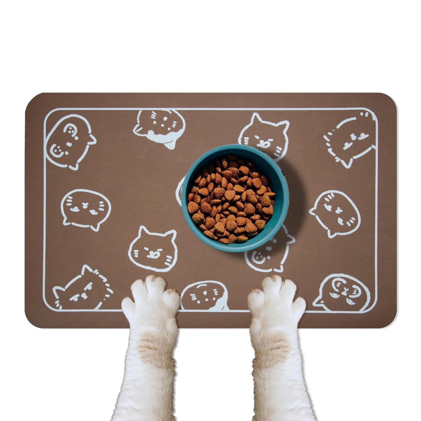 YCT Cat Pet Food Mat, Cat Feeding Mat, Non-Slip Bottom Absorbent Pet Mat, Quick Dry Dog Cat & Dog Food Mat, Pet Supplies Mat, 11.8"x18.1" Beige