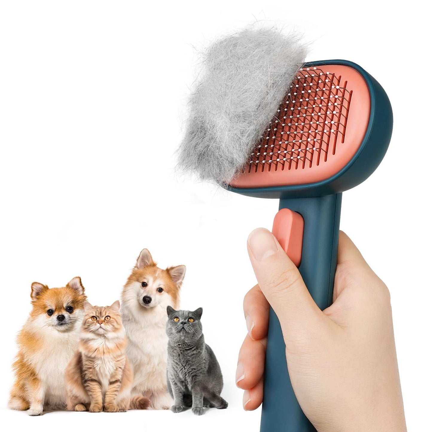 aumuca Cat Brush for Shedding, Cat Brushes for Indoor Cats, Horses Grooming Deshedding Brush for Dog Kitten Horse Massage Removes Loose Fur, Brown
