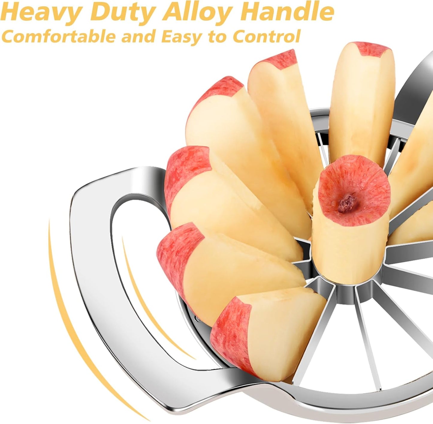 Apple Slicer Upgraded Version 12-Blade Extra Large Apples Corer, Stainless Steel Ultra-Sharp Fruit Cutter, Pitter, Divider for Up to 4 Inches (Update)