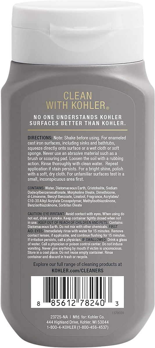 KOHLER K-23725-NA Cast Iron Cleaner, For Kitchen and Bathroom, 8 oz Bottle, Nonabrasive Cream-based Cleaner