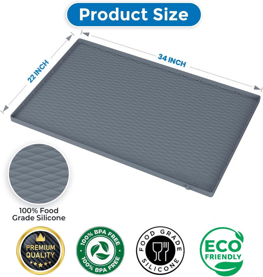Premium Quality Under Sink Mat for Kitchen Waterproof 34" x 22" Silicone Under Sink Tray for Kitchen & Bathroom -Kitchen Cabinet Organizers and Storage Sink Drip Tray