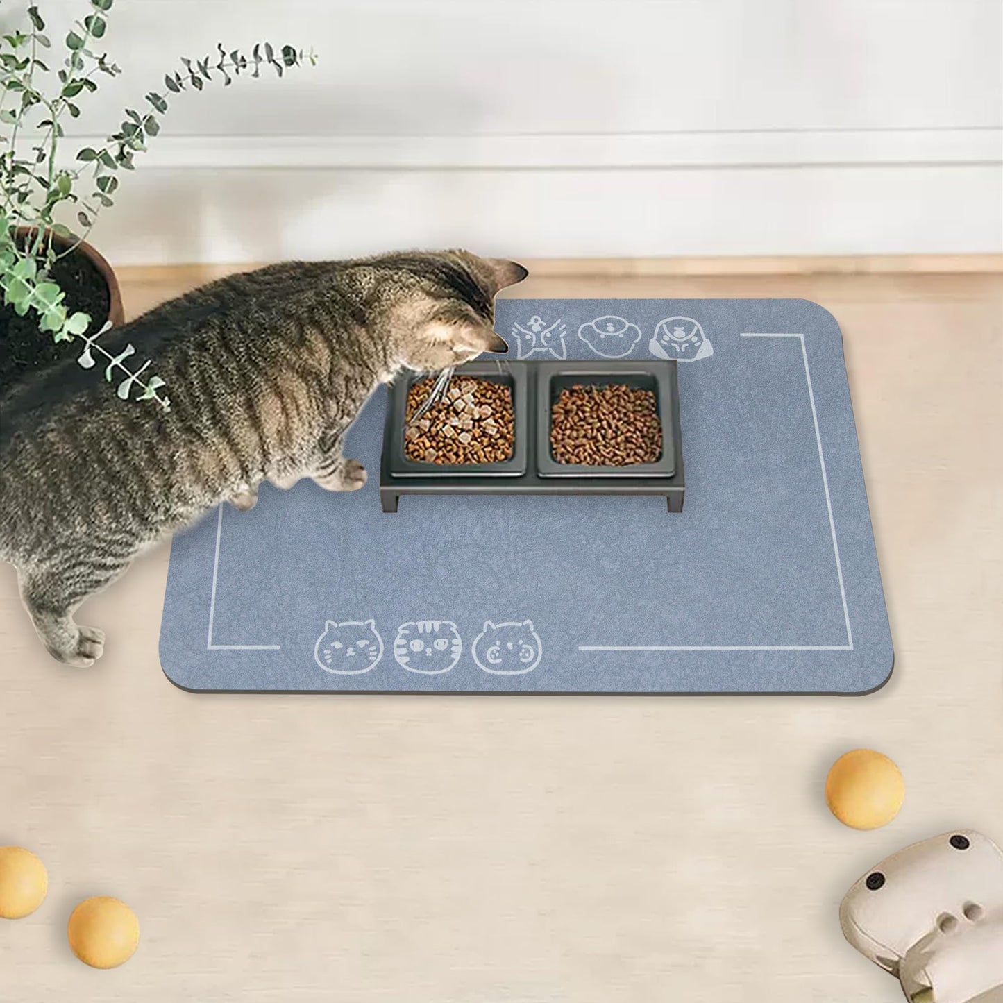 YCT Cat Pet Food Mat, Cat Feeding Mat, Non-Slip Bottom Absorbent Pet Mat, Quick Dry Dog Cat & Dog Food Mat, Pet Supplies Mat, 11.8"x18.1" Beige