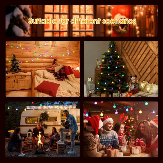 Waterproof Christmas G40 Globe String Lights 18FT 25 LED Plug in - Outdoor Colorful Patio Balcony Garden Hanging Decorations, Grinch Christmas Tree Lights for Porch, Camping & Party Use