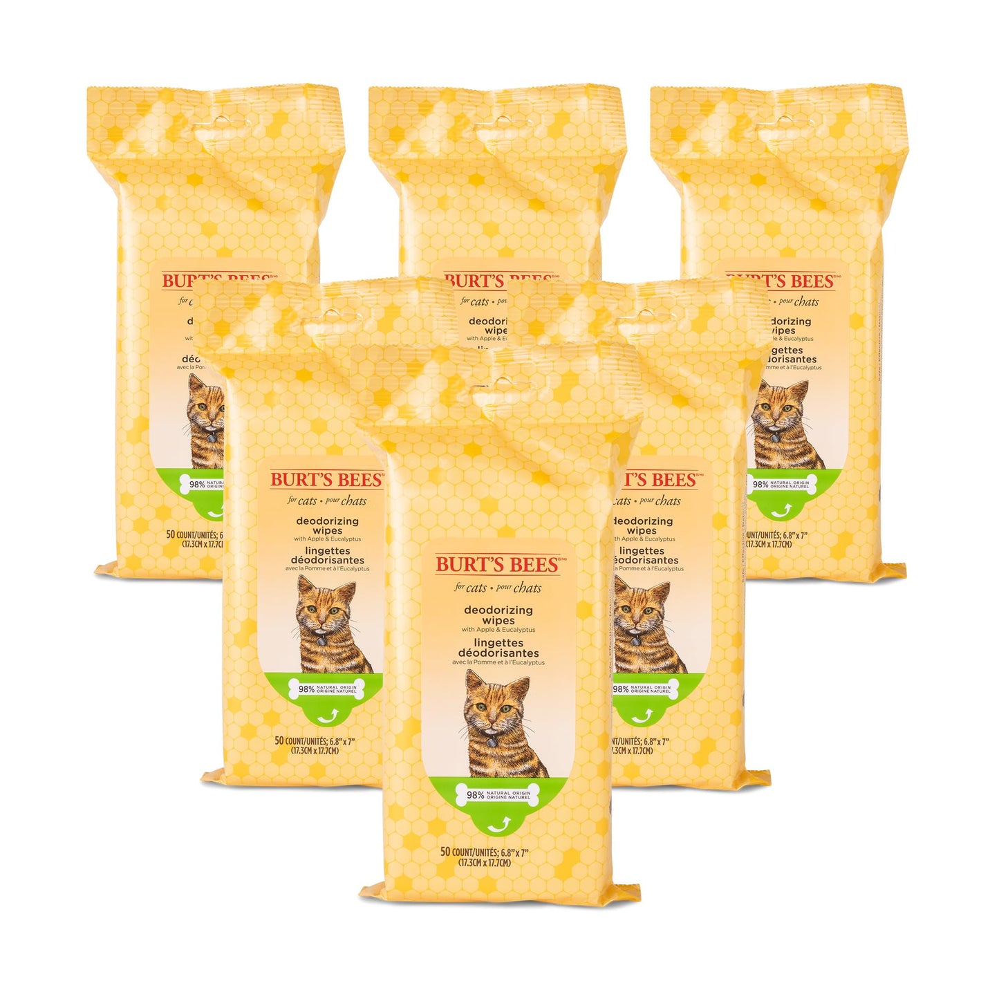 Burt's Bees for Pets Kitten Wipes with Buttermilk, 98% Natural Origin Formulas, Cat Wipes, Cat Grooming Supplies, Cat Cleaning Wipes, Waterless Cat Grooming, 50ct