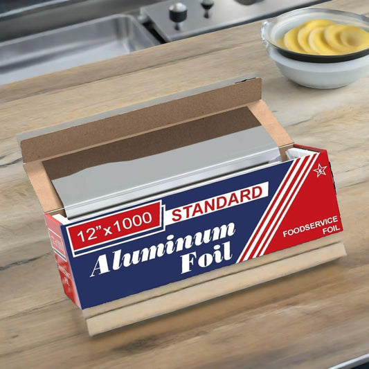 Thick STANDARD Household Aluminum Foil Roll (12” x 1000 ft) - STANDARD Food Safe Foil Wrap - for Food, BBQ, Grilling and Roasting - Tin Foil Perfect for Multipurpose Kitchen