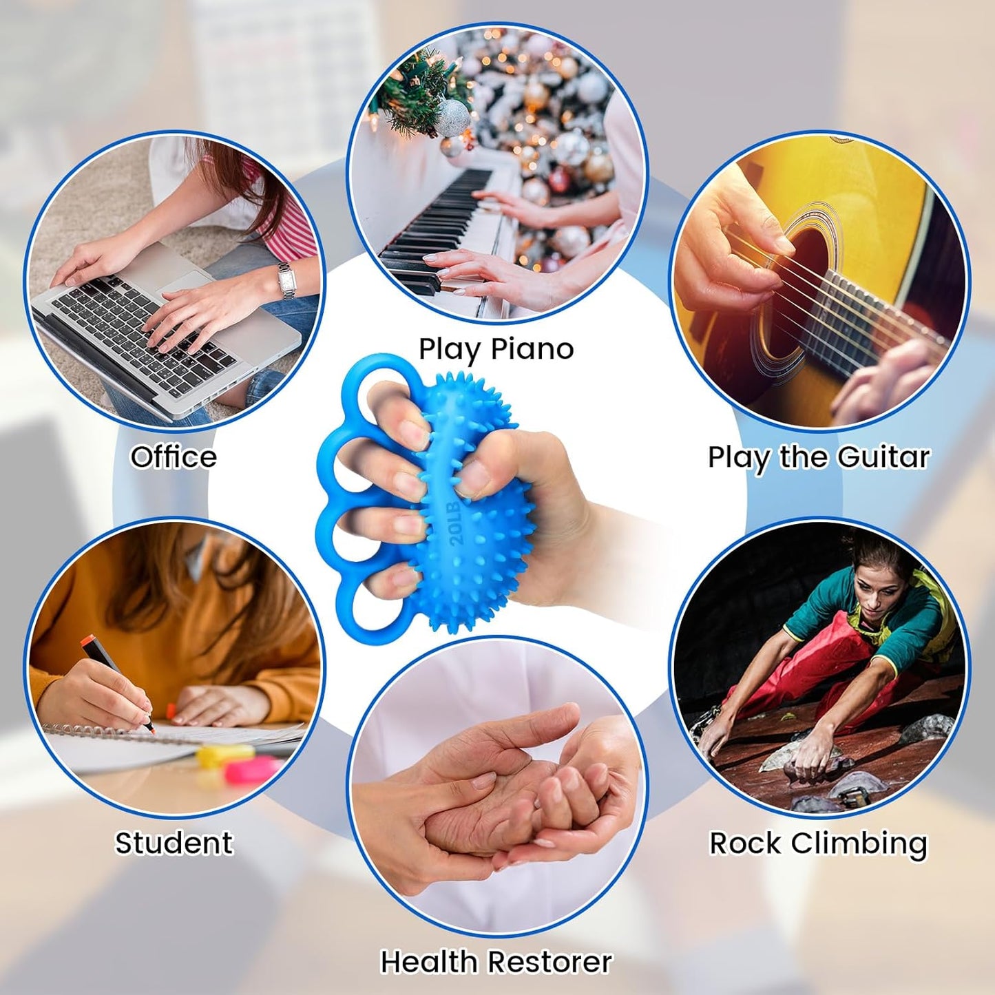 3 Pack Hand Exercise Balls Finger Strengthener Therapy Hand Balls Grip Strength Trainer Squeeze Stress Relief Balls for Adults Elderly Stroke Arthritis Carpal Tunnel