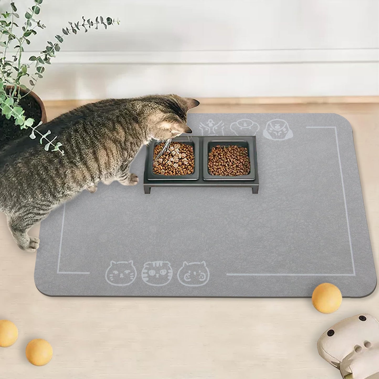 YCT Cat Pet Food Mat, Cat Feeding Mat, Non-Slip Bottom Absorbent Pet Mat, Quick Dry Dog Cat & Dog Food Mat, Pet Supplies Mat, 11.8"x18.1" Beige