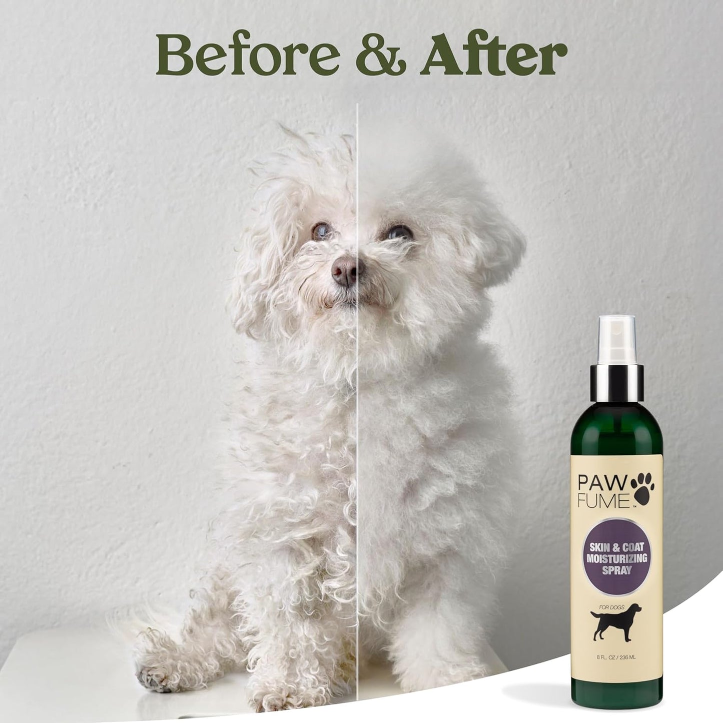 Pawfume Skin & Coat Moisturizing Spray Dog Lotion for Dry Skin – Dog Conditioner Spray for Dog Skin – Dog Leave in Conditioner Spray for Dog Dry Skin & Dog Itch Relief - Conditioner for Dogs Itch