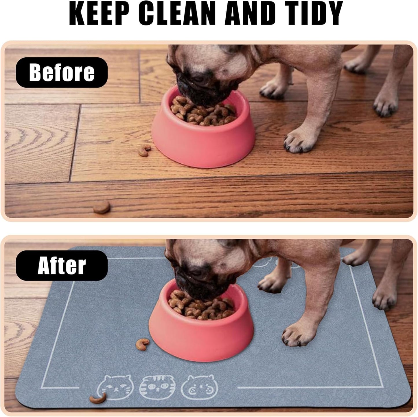 YCT Cat Pet Food Mat, Cat Feeding Mat, Non-Slip Bottom Absorbent Pet Mat, Quick Dry Dog Cat & Dog Food Mat, Pet Supplies Mat, 11.8"x18.1" Beige