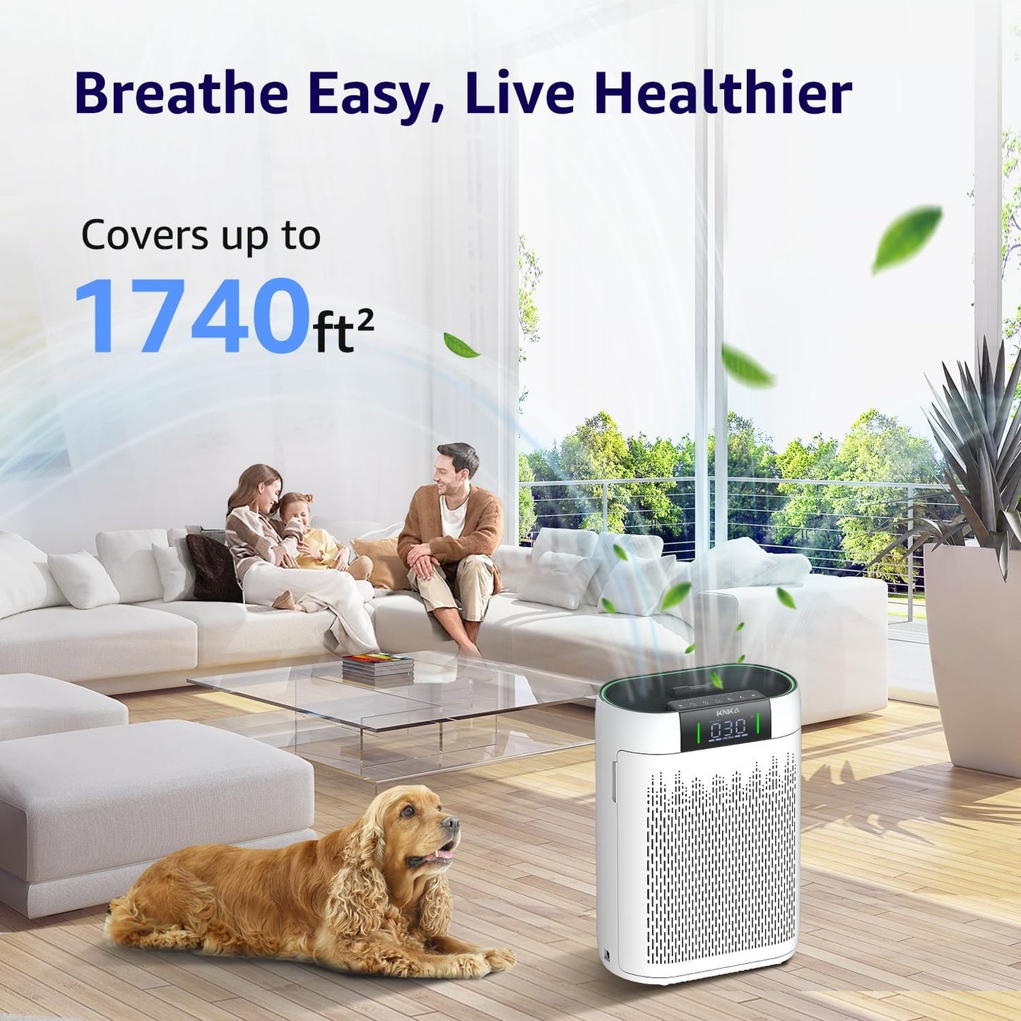 Air Purifiers for Home Large Room Bedroom up to 1740 Ft², Hepa Air Purifier with Air Quality Monitor, Smart WiFi, TRUE HEPA, Sleep Mode, Air Cleaner for Pets, Dust, Odor, Smoke, Pollen, AP2000WF