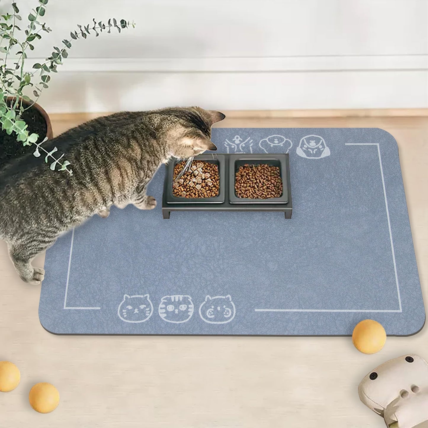 YCT Cat Pet Food Mat, Cat Feeding Mat, Non-Slip Bottom Absorbent Pet Mat, Quick Dry Dog Cat & Dog Food Mat, Pet Supplies Mat, 11.8"x18.1" Beige