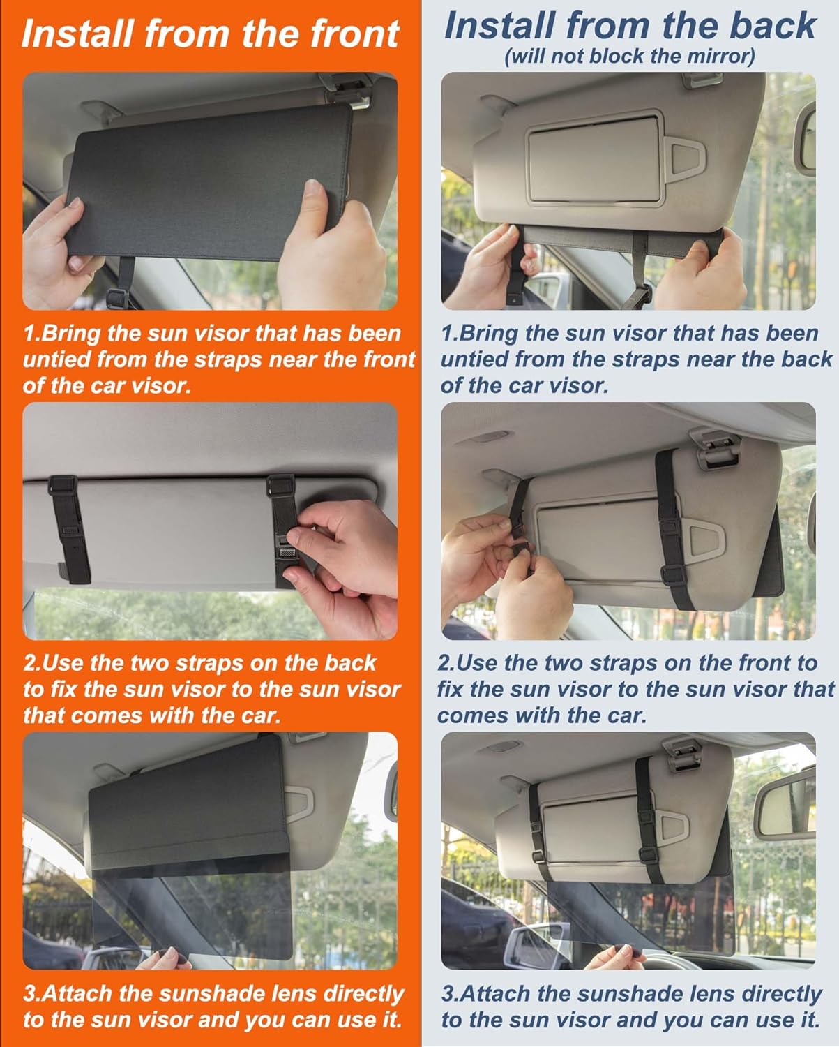 Polarized Car Sun Visor Extender, Upgraded Polarized Car Visor Extender Sun Blocker UV400, Universal Visor Extension for Sun Blocker, Adjustable Sun Visor, Glare, UV Protector