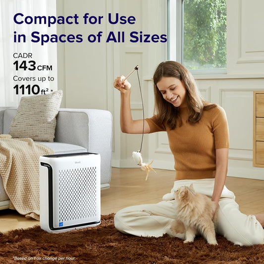 LEVOIT Air Purifier for Home Large Room Bedroom Up to 1110 Ft² with Air Quality Monitor, Smart WiFi, Washable Pre-Filter, HEPA Sleep Mode for Pets, Allergies, Dust, Pollen, Vital 100S-P, White
