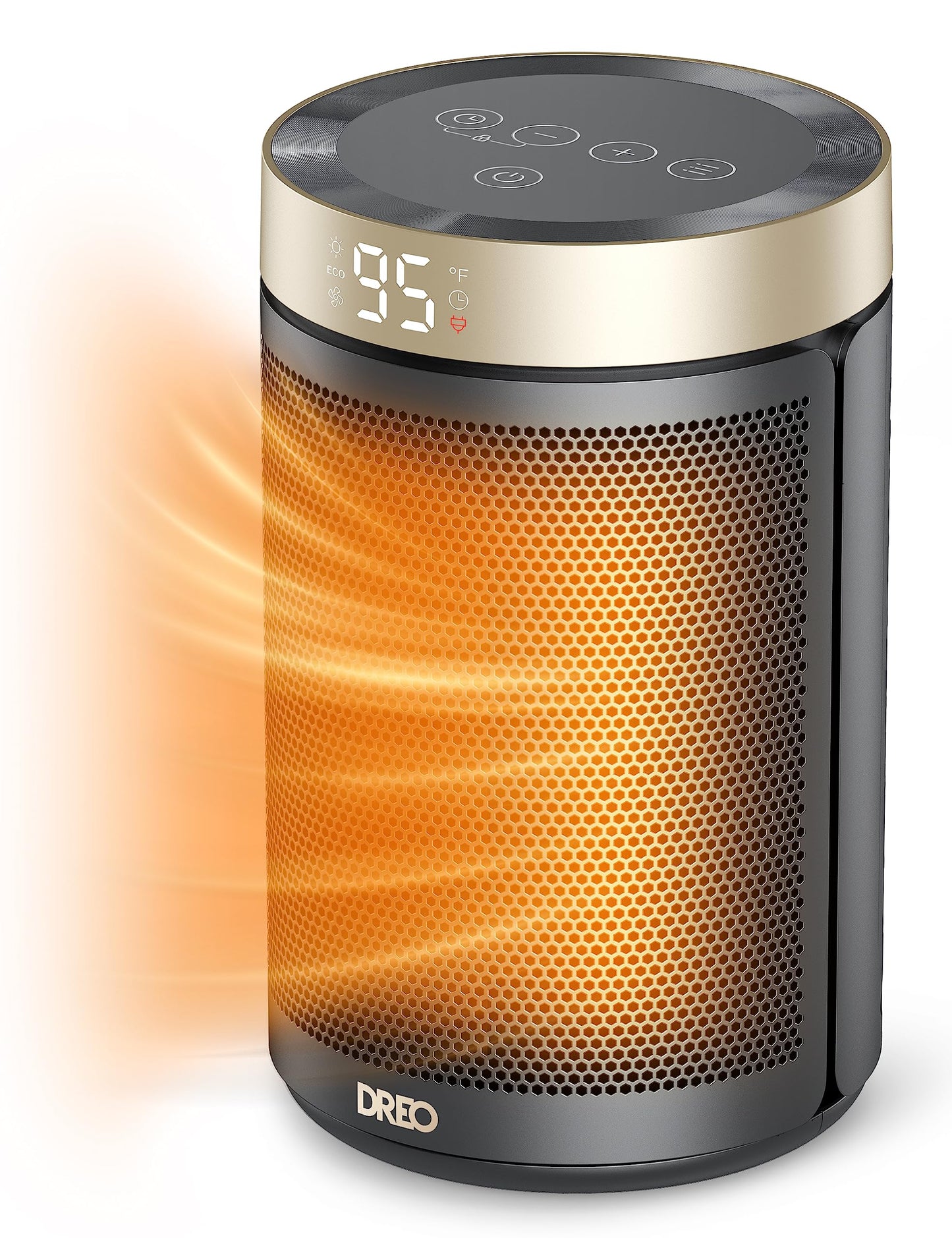 Dreo Space Heater, Portable Electric Heaters for Indoor Use with Thermostat, Digital Display, 1-12H Timer, Eco Mode and Fan Mode, 1500W PTC Ceramic Fast Safety Heat for Office Bedroom Home, Black