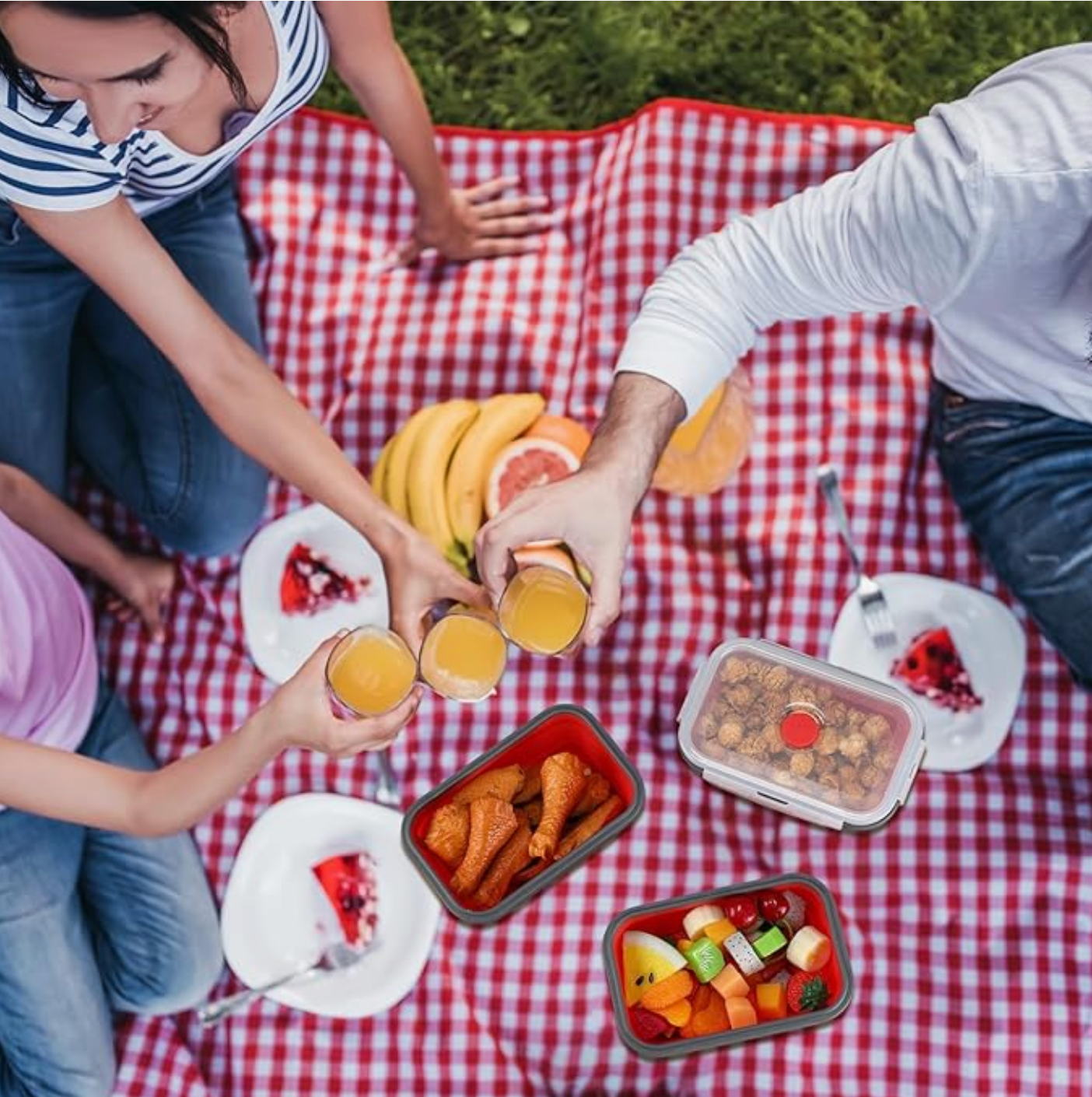 Collapsible Food Containers – Red, 17 oz (24 Pcs)