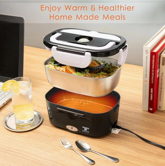 Electric Lunch Box Food Heater For Adults Food Warmer Lunch Box, 12/24/110v Lunch Box Warmer Portable For Work/Car/Truck, Fork & Spoon & 1.5L Removable S.S Container