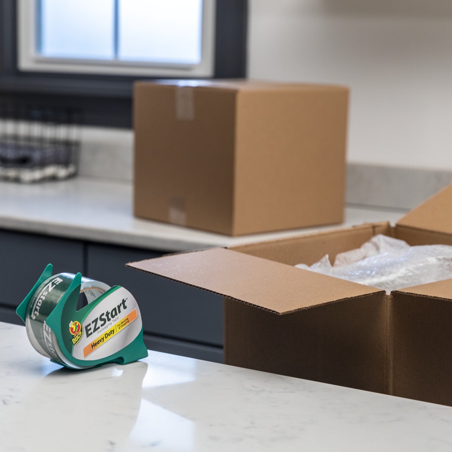 Duck EZ Start Box Sealing Tape – Clear, Strong Adhesive, 8 Roll Value Pack